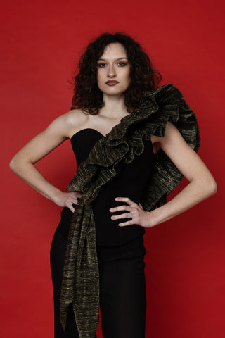 SET TROUSERS AND BUSTIER TOP WITH STRINGS - TOPS