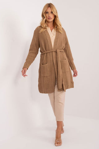 Open-Front Knit Cardigan with Waist Tie | Spago Fall Collection