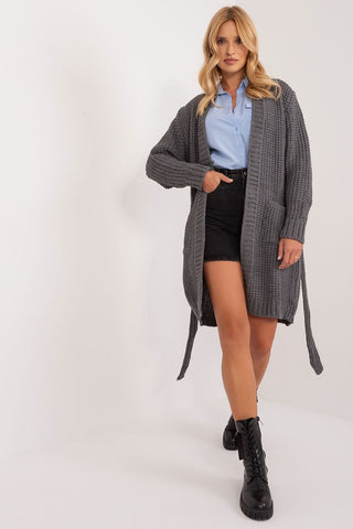 Open-Front Knit Cardigan with Waist Tie | Spago Fall Collection