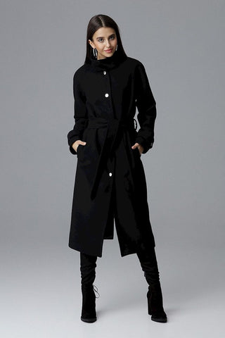 Elegant Longline Coat with Waist Tie – Spago Fall Collection