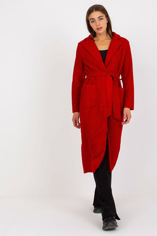 Camel & Crimson Tie-Belt Coat – Spago Fall Collection