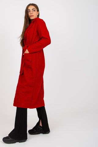 Camel & Crimson Tie-Belt Coat – Spago Fall Collection