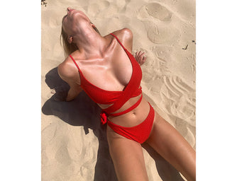 Geranium / Skyline Slim Bikini Bottom