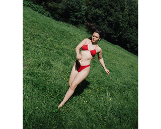 Geranium / Skyline Slim Bikini Bottom